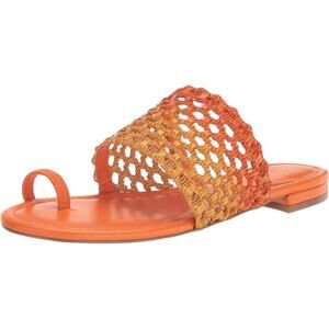 Nine West Women Nolah 2 Toe Loop Slide Sandals Size US 6M Orange Ombre